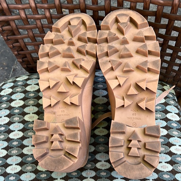 Aqua "Gilca" Block Heel Booties In Honey Beige - Picture 12 of 16